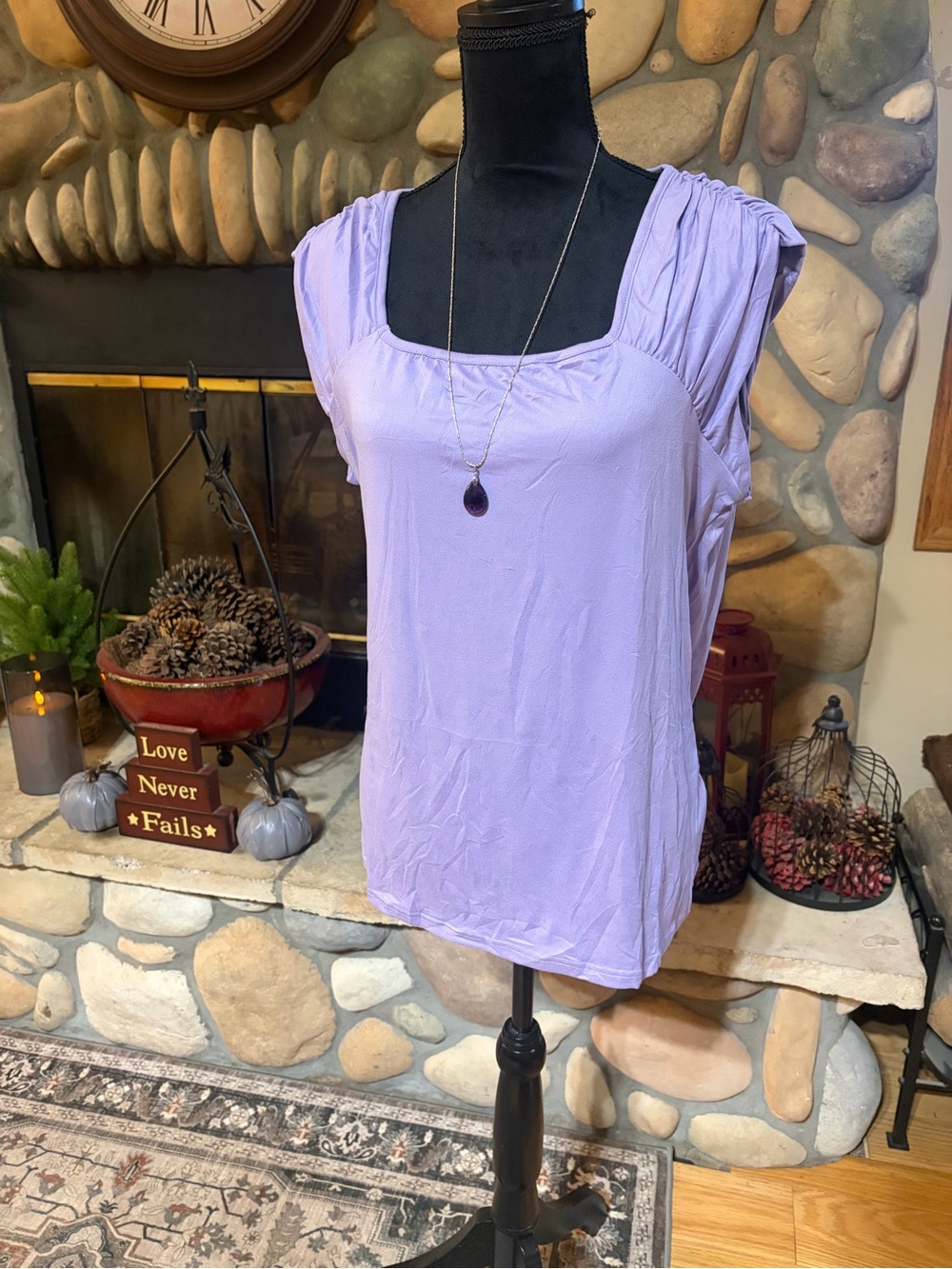 zeagoo Lavender Square-Neck Sleeveless Tank Top